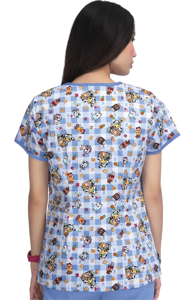 Clearance Women's Eve Summer Picnic Print Scrub Top 4 Clearance Women's Eve Summer Picnic Print Scrub Top - Image 2