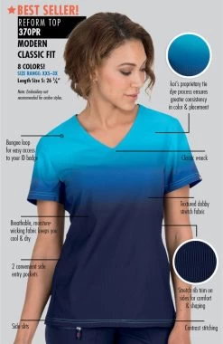 Clearance Women's Reform V-Neck Ombre Scrub Top -Medical Nurse Clothing Shop 2 ko 370pr clearance 650