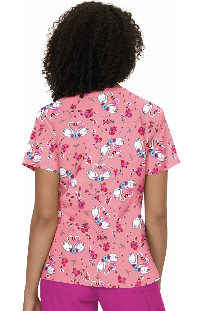 Clearance Women's Leslie Love Swan Print Scrub Top 4 Clearance Women's Leslie Love Swan Print Scrub Top - Image 2
