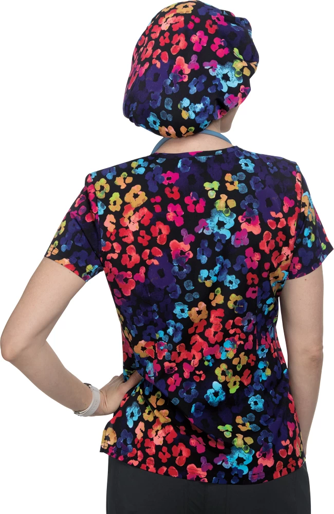 Clearance Women's Leslie Multi Cheetah Print Scrub Top 4 Clearance Women's Leslie Multi Cheetah Print Scrub Top - Image 2