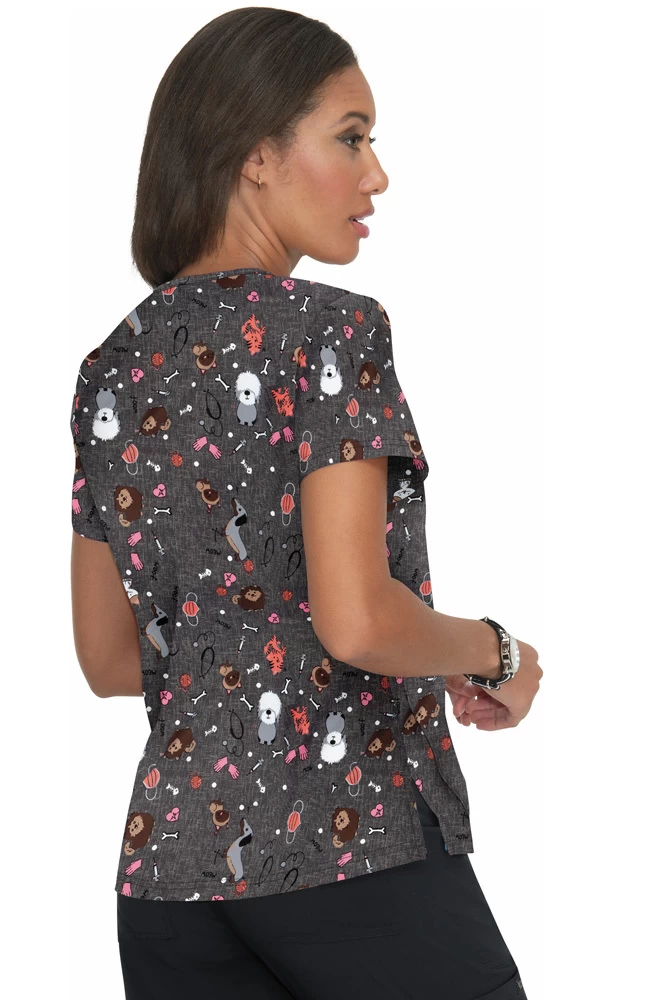 Clearance Women's Leslie Pet Buddies Print Scrub Top 4 Clearance Women's Leslie Pet Buddies Print Scrub Top - Image 2