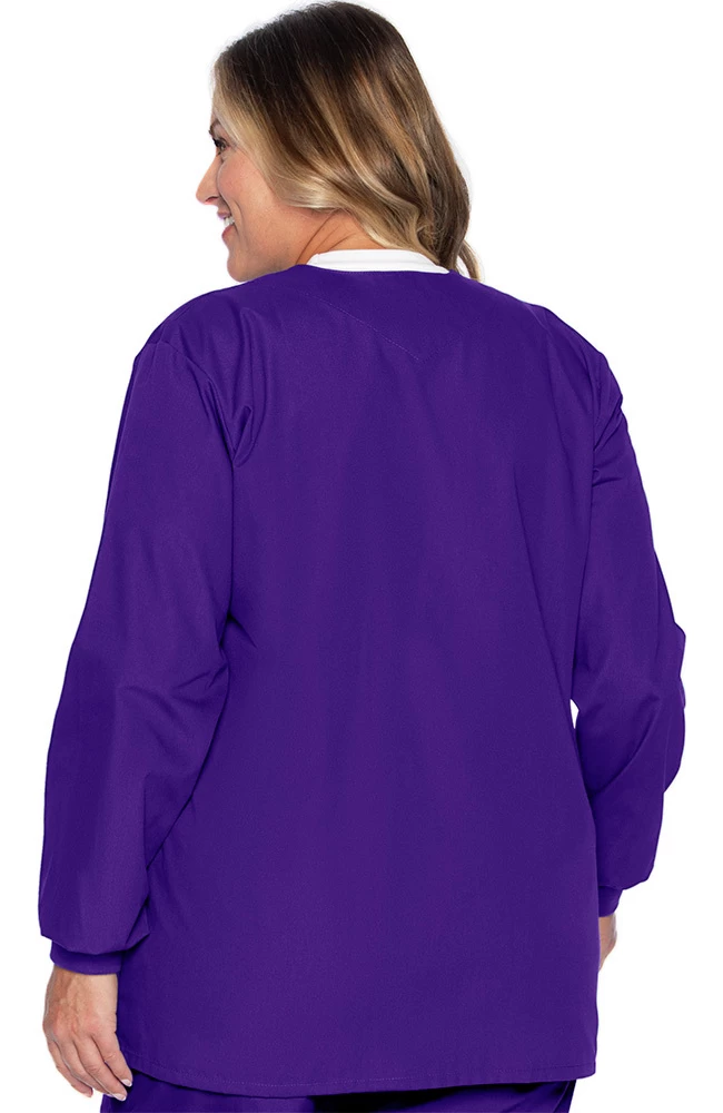 Women's Crew Neck Warm-Up Solid Scrub Jacket 4 Women's Crew Neck Warm-Up Solid Scrub Jacket - Image 2