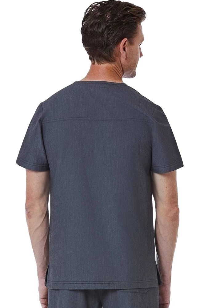 Clearance Men's Contrast Piping V-Neck Solid Scrub Top 4 Clearance Men's Contrast Piping V-Neck Solid Scrub Top - Image 2