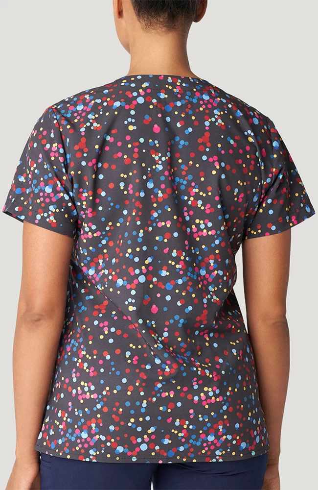 Women's V-Neck Speck Tacular Print Scrub Top 4 Women's V-Neck Speck Tacular Print Scrub Top - Image 2