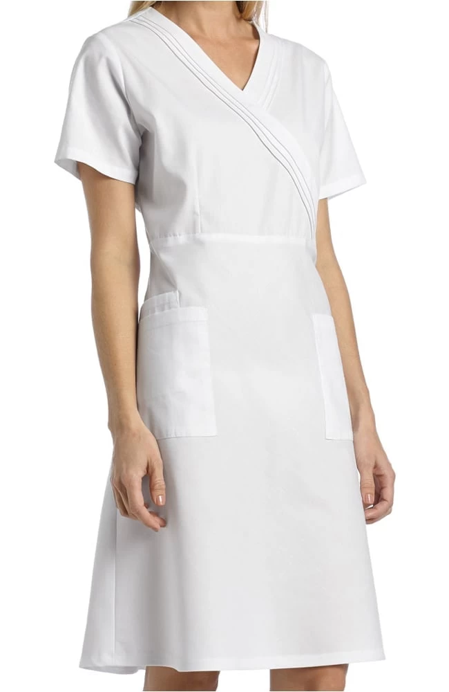 Women's Pleated Mock Wrap Scrub Dress 4 Women's Pleated Mock Wrap Scrub Dress - Image 2