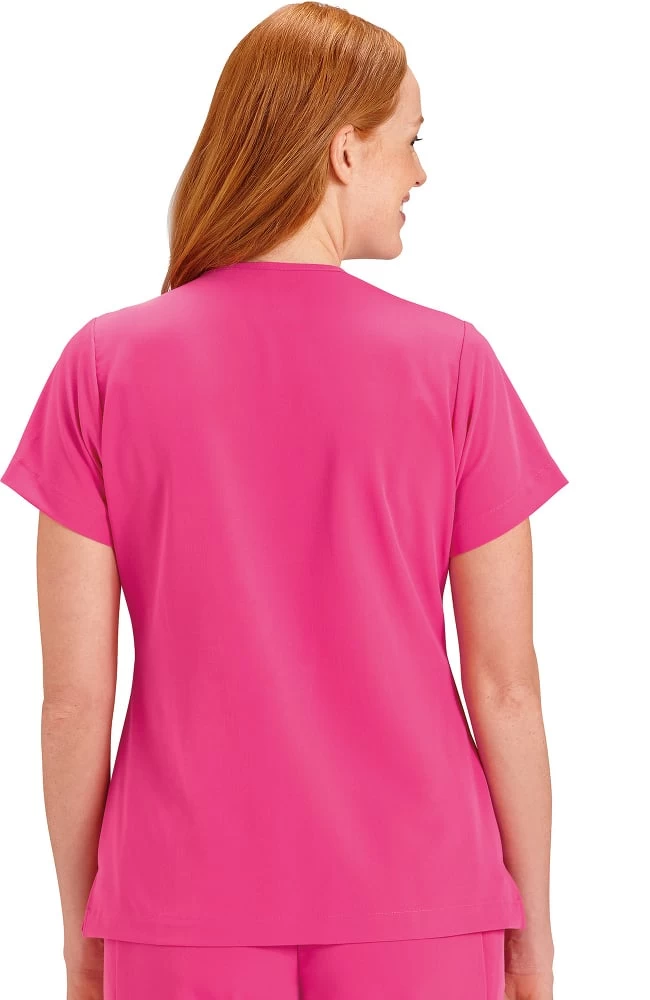 Clearance Women's Rounded V-Neck Solid Scrub Top 4 Clearance Women's Rounded V-Neck Solid Scrub Top - Image 2