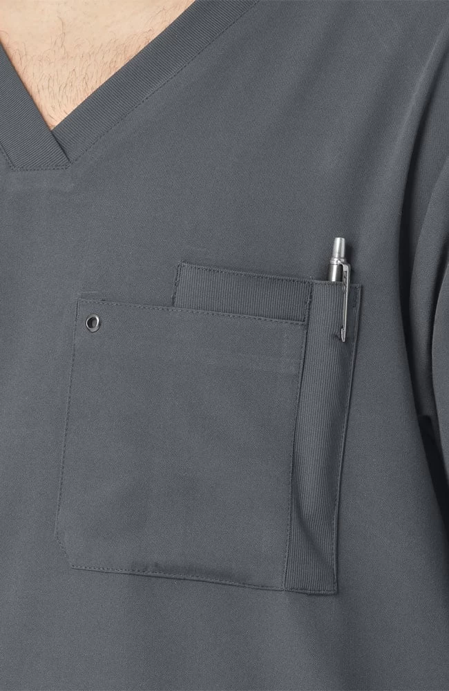 Clearance Men's Knit Panel Solid Scrub Top 4 Clearance Men's Knit Panel Solid Scrub Top - Image 2