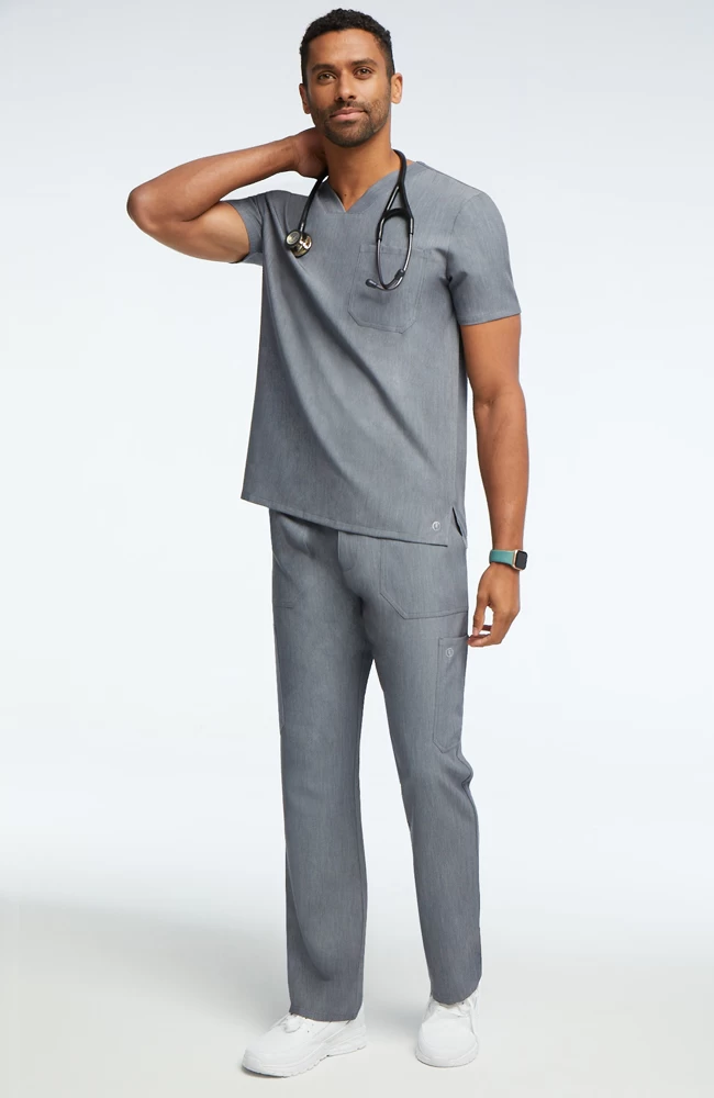 Clearance Men's Solid Scrub Top & Cargo Scrub Pant Set 5 Clearance Men's Solid Scrub Top & Cargo Scrub Pant Set - Image 3