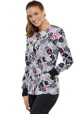 Cherokee Clearance Women's Snap Front Floral Print Scrub Jacket -Medical Nurse Clothing Shop 3 ck ck301 printclearance 650 2
