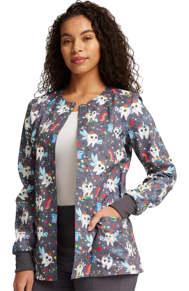 Cherokee Clearance Women's Warm Up Toothicorn Magic Print Jacket 5 Cherokee Clearance Women's Warm Up Toothicorn Magic Print Jacket - Image 3