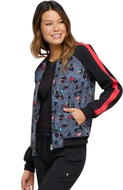 Cherokee Clearance Women's Zip Front Heart Print Scrub Jacket 9 Cherokee Clearance Women's Zip Front Heart Print Scrub Jacket -Medical Nurse Clothing Shop 3 ck ck309 printclearance 650
