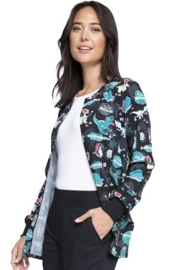 Cherokee Clearance Women's I'm A Dentisaurus Print Jacket -Medical Nurse Clothing Shop 3 ck ck321 printclearance 650 1