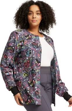 Cherokee Clearance Women's Snap Front Work Of Heart Print Jacket 10 Cherokee Clearance Women's Snap Front Work Of Heart Print Jacket -Medical Nurse Clothing Shop 3 ck ck321 printclearance 650 3