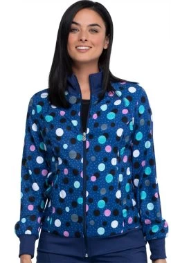 Cherokee Clearance Women's Poppin' Polka Dots Navy Print Scrub Jacket 9 Cherokee Clearance Women's Poppin' Polka Dots Navy Print Scrub Jacket -Medical Nurse Clothing Shop 3 ck ck372 printclearance 650 1