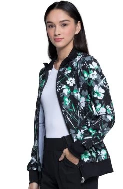 Cherokee Clearance Women's Botanical Gestures Print Scrub Jacket -Medical Nurse Clothing Shop 3 ck ck372 printclearance 650