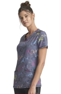 Cherokee Women's Round Neck Pop Beats Print Scrub Top 8 Cherokee Women's Round Neck Pop Beats Print Scrub Top -Medical Nurse Clothing Shop 3 ck ck609 print 650