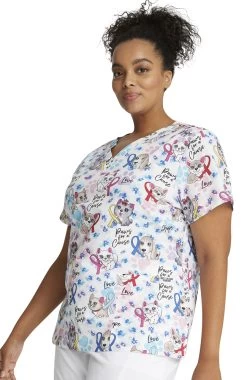 Cherokee Clearance Women's Paws For A Cause Print Scrub Top -Medical Nurse Clothing Shop 3 ck ck616 printclearance 650