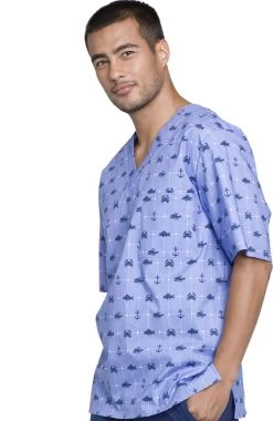 Cherokee Clearance Men's V-Neck Nautical Print Scrub Top 8 Cherokee Clearance Men's V-Neck Nautical Print Scrub Top -Medical Nurse Clothing Shop 3 ck ck675 printclearance 650