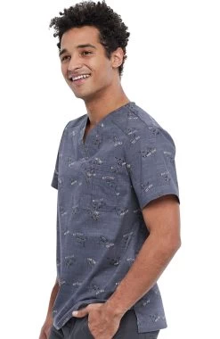 Cherokee Clearance Men's Rawrsome Print Scrub Top -Medical Nurse Clothing Shop 3 ck ck692 printclearance 650 1