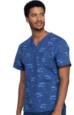 Cherokee Clearance Men's Stay In School Print Scrub Top -Medical Nurse Clothing Shop 3 ck ck692 printclearance 650