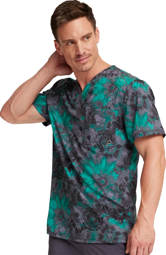 Cherokee Men's Texture Burst Print Scrub Top 5 Cherokee Men's Texture Burst Print Scrub Top - Image 3