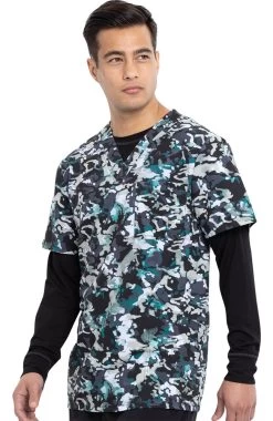 Cherokee Clearance Men's Cool Down Camo Print Scrub Top 8 Cherokee Clearance Men's Cool Down Camo Print Scrub Top -Medical Nurse Clothing Shop 3 ck ck920 printclearance 650