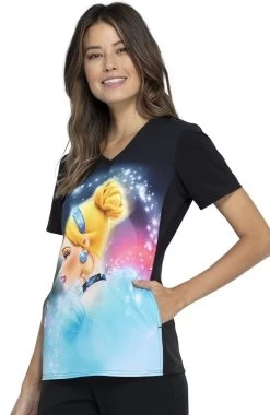 Cherokee Clearance Women's Cinderella Dream Print Scrub Top 8 Cherokee Clearance Women's Cinderella Dream Print Scrub Top -Medical Nurse Clothing Shop 3 ck tf627 printclearance 650 1