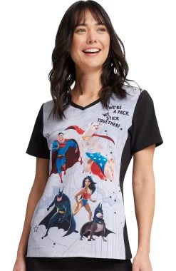 Cherokee Clearance Women's Super-Pets Print Scrub Top 10 Cherokee Clearance Women's Super-Pets Print Scrub Top -Medical Nurse Clothing Shop 3 ck tf627 printclearance 650