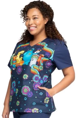 Cherokee Clearance Women's Coming Or Going Print Scrub Top -Medical Nurse Clothing Shop 3 ck tf639 printclearance 650