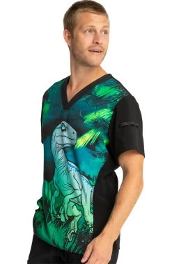 Cherokee Clearance Men's Jungle Nights Print Scrub Top -Medical Nurse Clothing Shop 3 ck tf708 printclearance 650 1