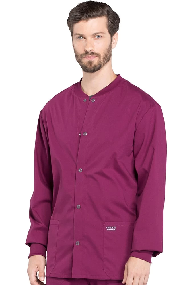 Men's Snap Front Warm-Up Solid Scrub Jacket 5 Men's Snap Front Warm-Up Solid Scrub Jacket - Image 3