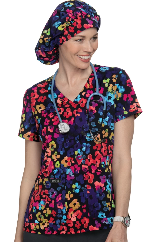 Clearance Women's Leslie Multi Cheetah Print Scrub Top 5 Clearance Women's Leslie Multi Cheetah Print Scrub Top - Image 3