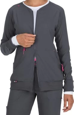 Women's Clarity Zip Front Solid Scrub Jacket -Medical Nurse Clothing Shop 3 ko 445 650