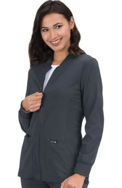 Women's Andrea Zip Front Solid Scrub Jacket -Medical Nurse Clothing Shop 3 ko 450 650