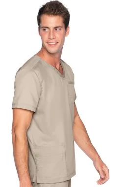 Men's V-Neck Chest Pocket Solid Scrub Top -Medical Nurse Clothing Shop 3 ln 4253 650