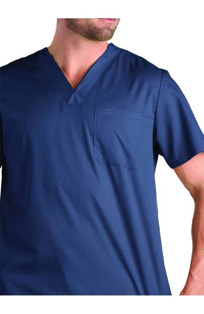 Clearance Men's V-Neck Mesh Panel COOLMAX Solid Scrub Top 5 Clearance Men's V-Neck Mesh Panel COOLMAX Solid Scrub Top - Image 3