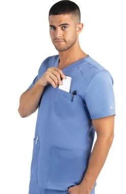 Clearance Men's Basic Multi-Pocket Solid Scrub Top -Medical Nurse Clothing Shop 3 mv 5502 clearance 650