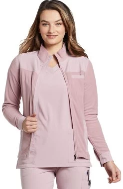 Women's Mixed Media Solid Scrub Jacket -Medical Nurse Clothing Shop 3 wc 456 650