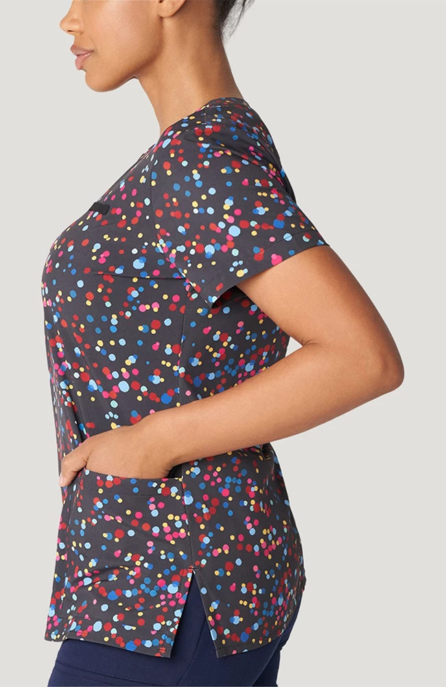 Women's V-Neck Speck Tacular Print Scrub Top 5 Women's V-Neck Speck Tacular Print Scrub Top - Image 3