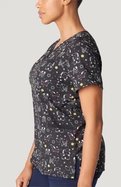 Women's V-Neck Puppy Playdate Print Scrub Top -Medical Nurse Clothing Shop 3 wc 618 print 650 2