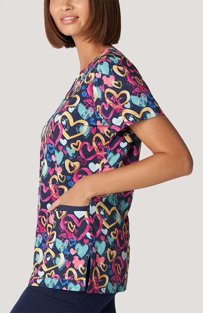 Women's V-Neck All You Need Is Luv Print Scrub Top 5 Women's V-Neck All You Need Is Luv Print Scrub Top - Image 3