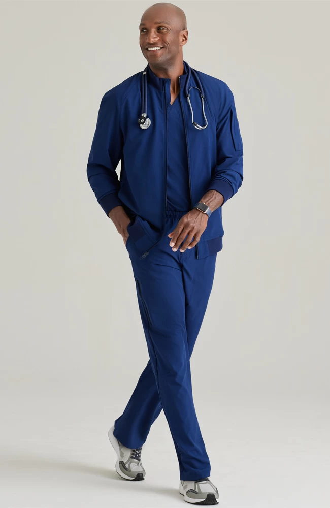 Men's Warm-Up Bomber Solid Scrub Jacket 6 Men's Warm-Up Bomber Solid Scrub Jacket - Image 4