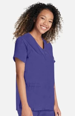 Women's Snap Front 2-Pocket Solid Scrub Top -Medical Nurse Clothing Shop 4 ck 4770 650