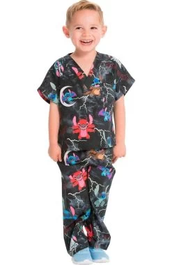 Cherokee Clearance Unisex Kids Spooky Stitch Print Scrub Set -Medical Nurse Clothing Shop 4 ck 6620c printclearance 650 1