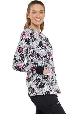 Cherokee Clearance Women's Snap Front Floral Print Scrub Jacket -Medical Nurse Clothing Shop 4 ck ck301 printclearance 650 1