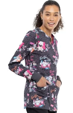 Cherokee Clearance Women's Selfie Care Print Scrub Jacket 9 Cherokee Clearance Women's Selfie Care Print Scrub Jacket -Medical Nurse Clothing Shop 4 ck ck301 printclearance 650 2