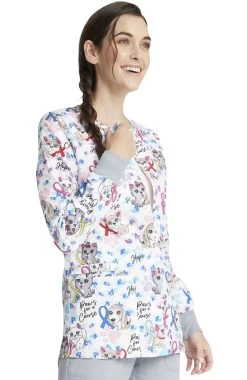 Cherokee Clearance Women's Snap Front Paws For A Cause Print Jacket -Medical Nurse Clothing Shop 4 ck ck301 printclearance 650 6