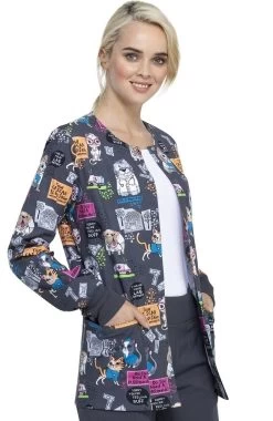 Cherokee Clearance Women's Purramedics Print Scrub Jacket -Medical Nurse Clothing Shop 4 ck ck301 printclearance 650 9
