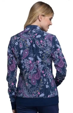 Cherokee Clearance Women's Zip Front Warm-Up Floral Print Scrub Jacket -Medical Nurse Clothing Shop 4 ck ck308 printclearance 650 1
