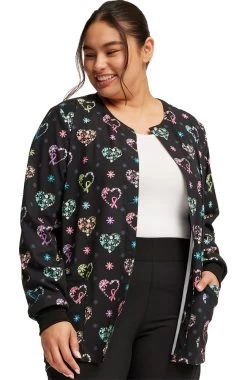 Cherokee Women's Snap Front Care Flor-All Print Scrub Jacket 10 Cherokee Women's Snap Front Care Flor-All Print Scrub Jacket -Medical Nurse Clothing Shop 4 ck ck321 print 650 1